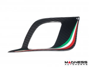 FIAT 500 Front Side Air Duct Diffuser Set - Carbon Fiber - Italian Racing Stripe w/ White Scorpion - NA Model